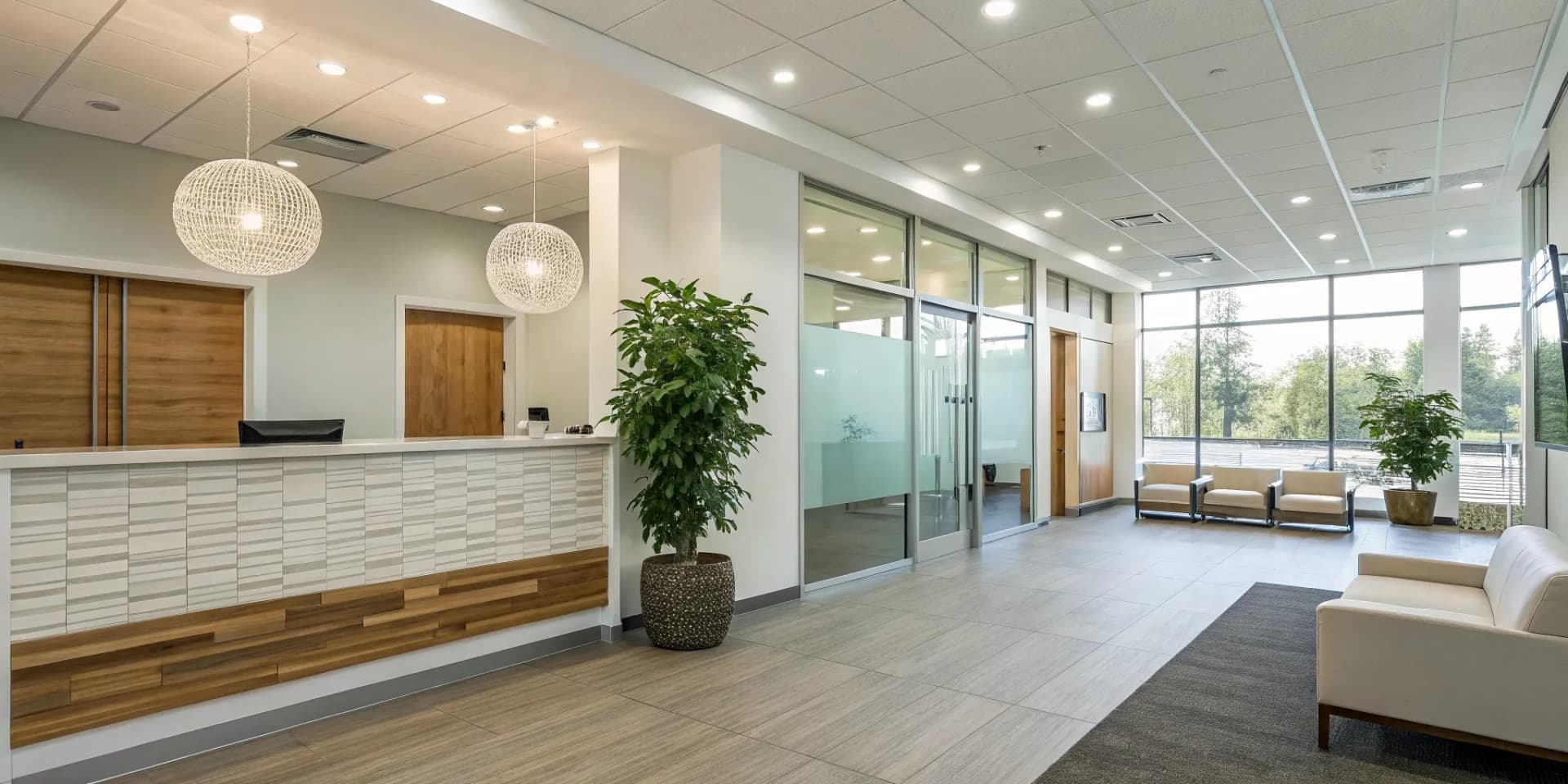 The reception area of one of the best chiropractic franchise models for existing clinics.