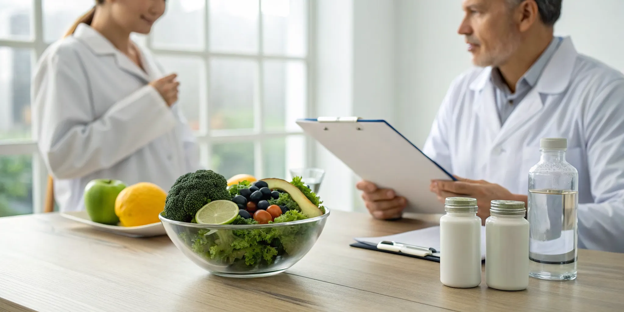 A chiropractor uses a nutritional coaching certification to plan a diet with healthy foods and supplements.