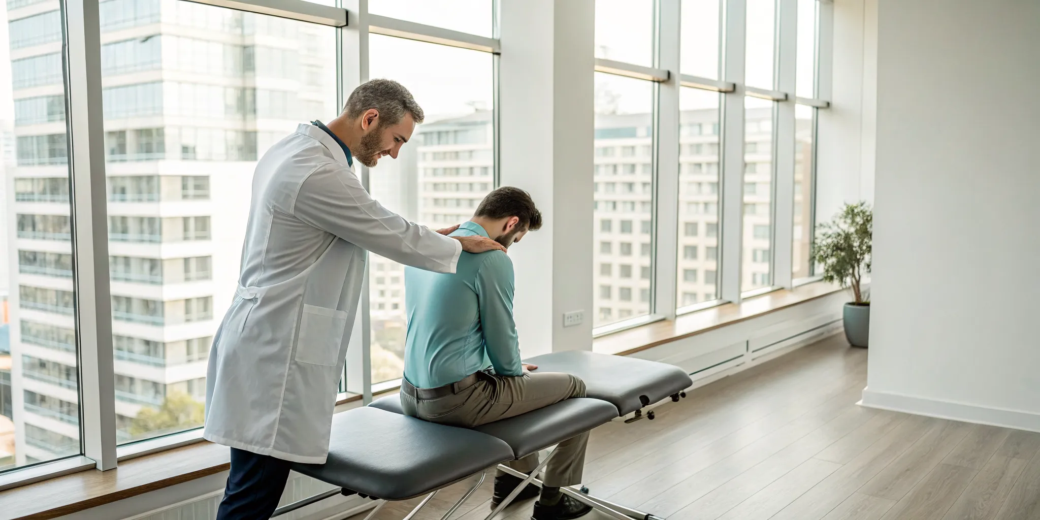 Patient receiving a spinal adjustment, one of the many benefits of a chiropractic wellness plan.