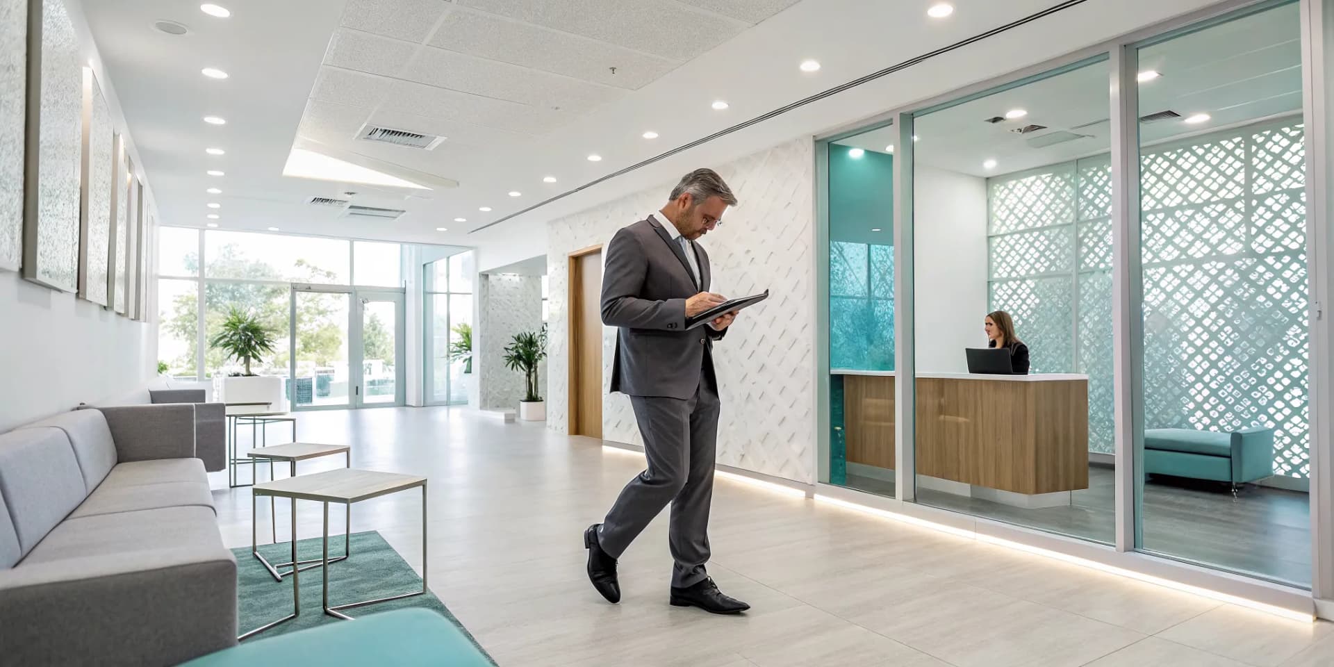The modern lobby of one of the best chiropractic franchise models for a chiropractor to own.