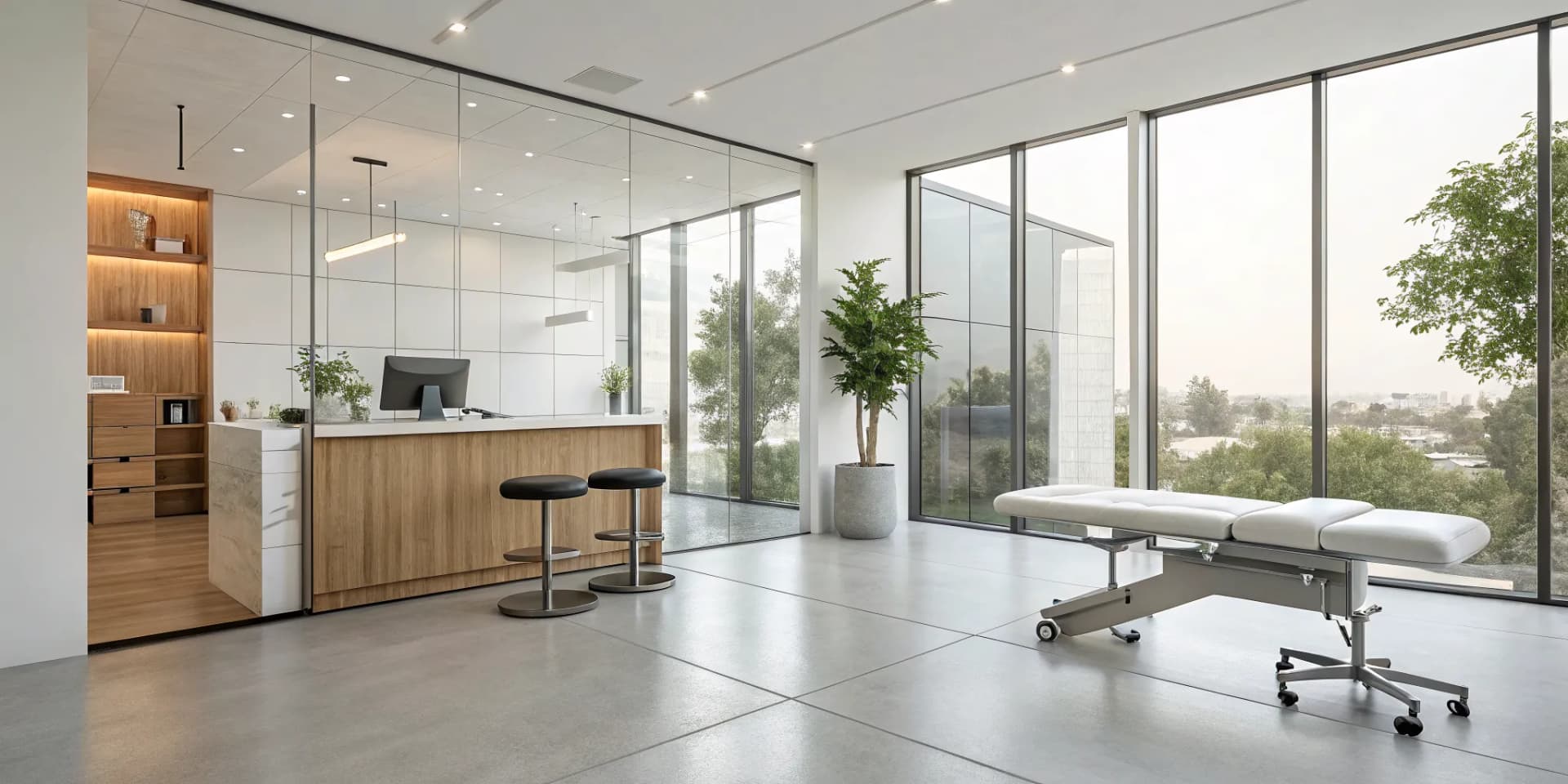 A professional treatment room in a modern chiropractic clinic franchise for sale.