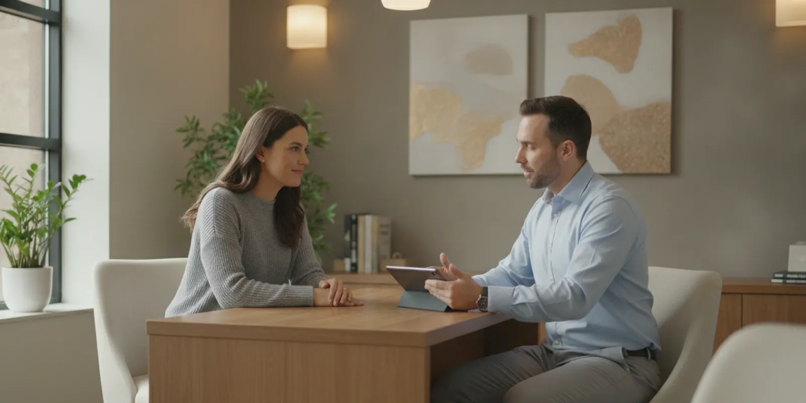 Chiropractor reviewing a patient's health history during a consultation