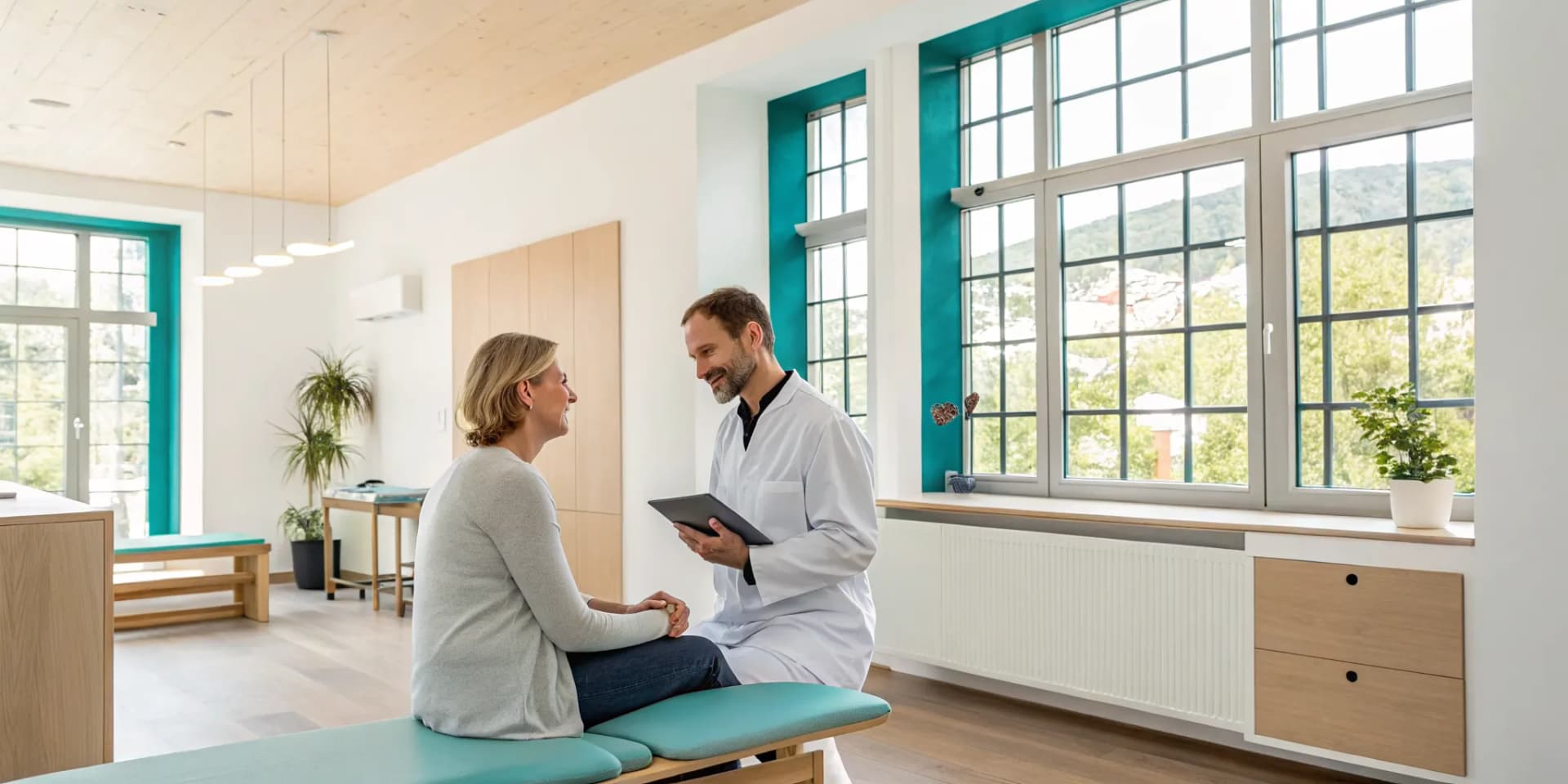Chiropractor explaining how a chiropractic membership plan works to a patient.