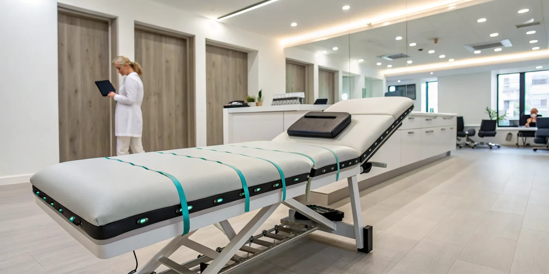 Advanced spinal decompression equipment inside a modern franchise clinic.