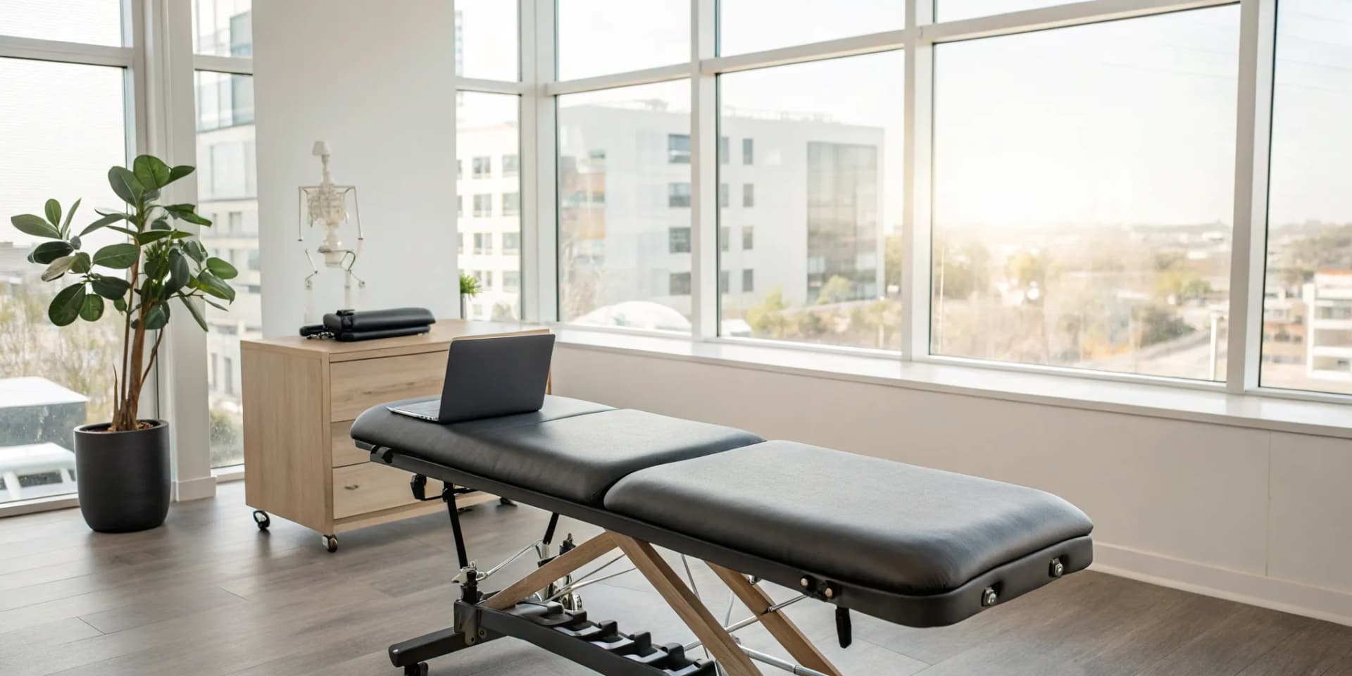A spinal decompression table in a chiropractor's office, a key investment for a profitable practice.