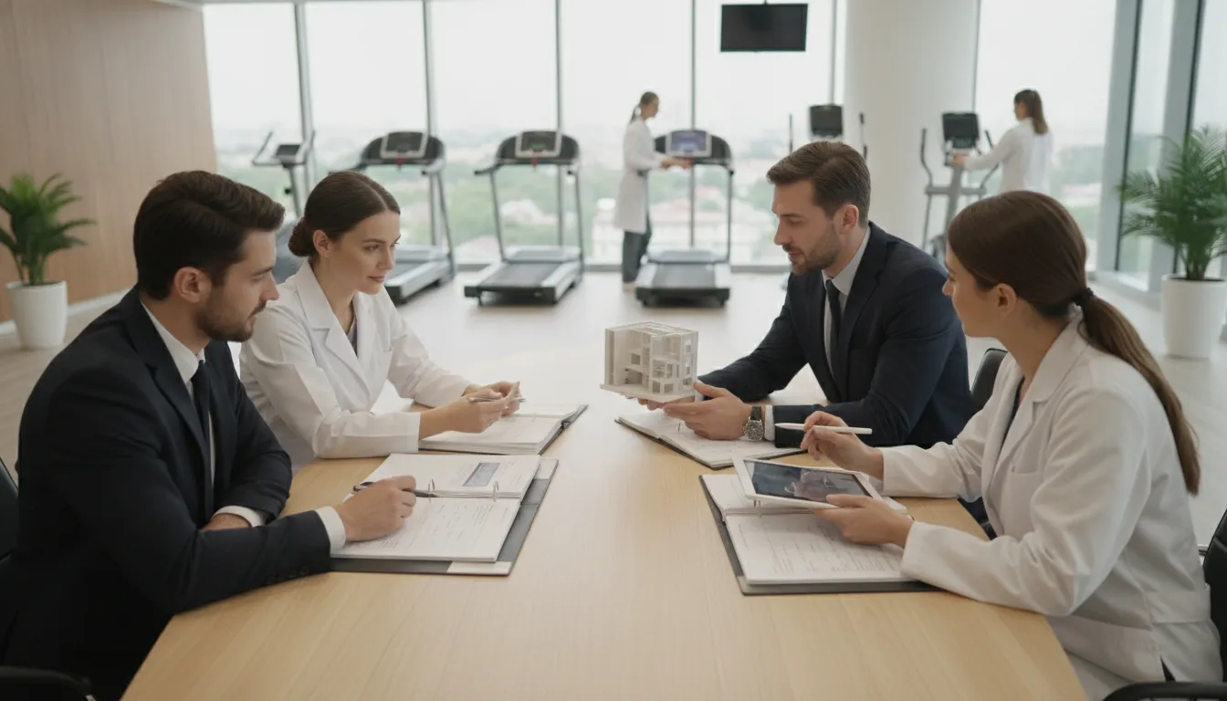 Healthcare franchise investors reviewing a clinic investment plan