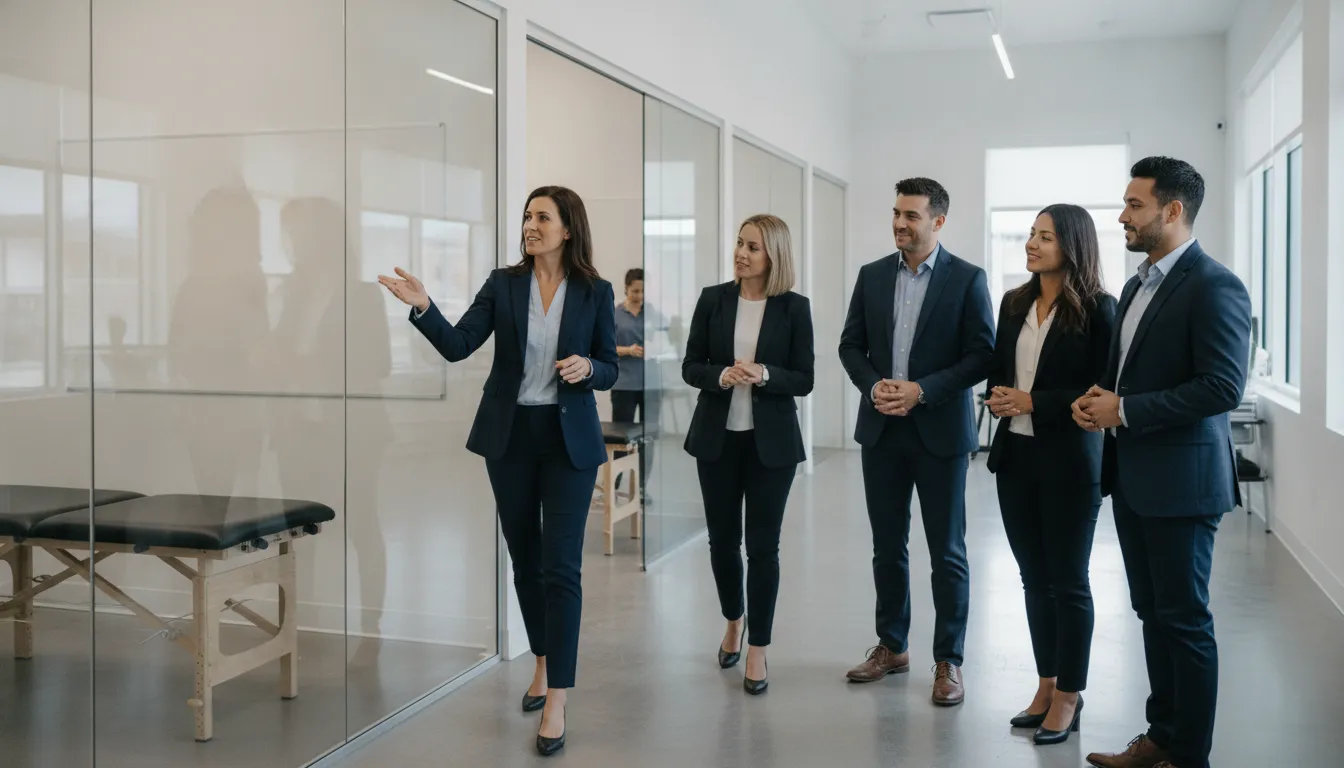 Chiropractic practice leadership team planning multi-location growth