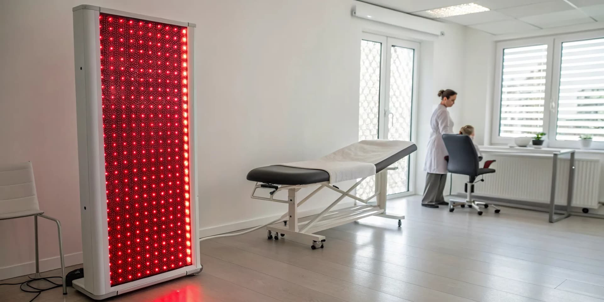 A clinical red light therapy panel delivering benefits for pain relief and skin health.