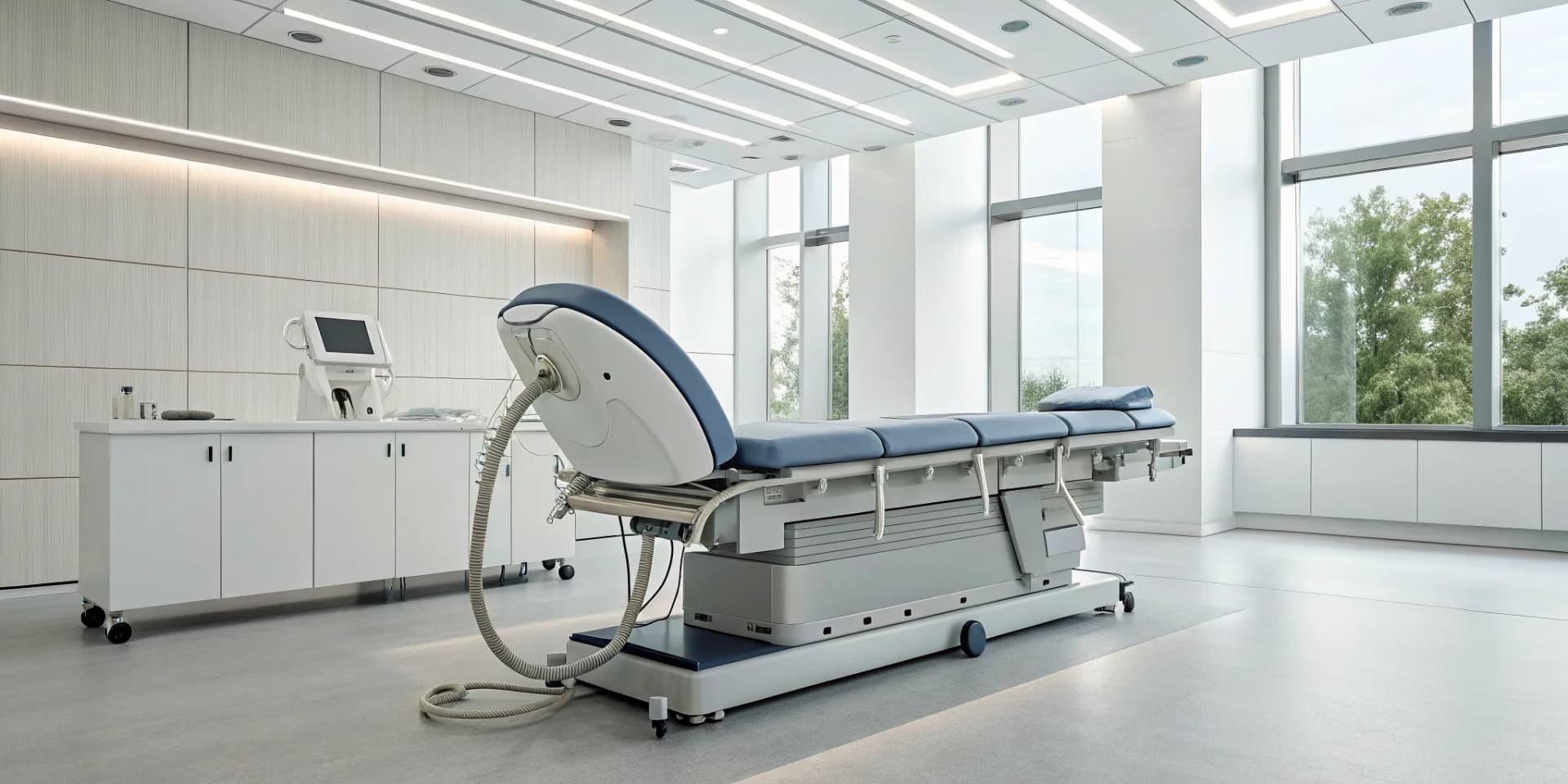 A professional spinal decompression machine for sale, featuring an ergonomic table for patient treatment.