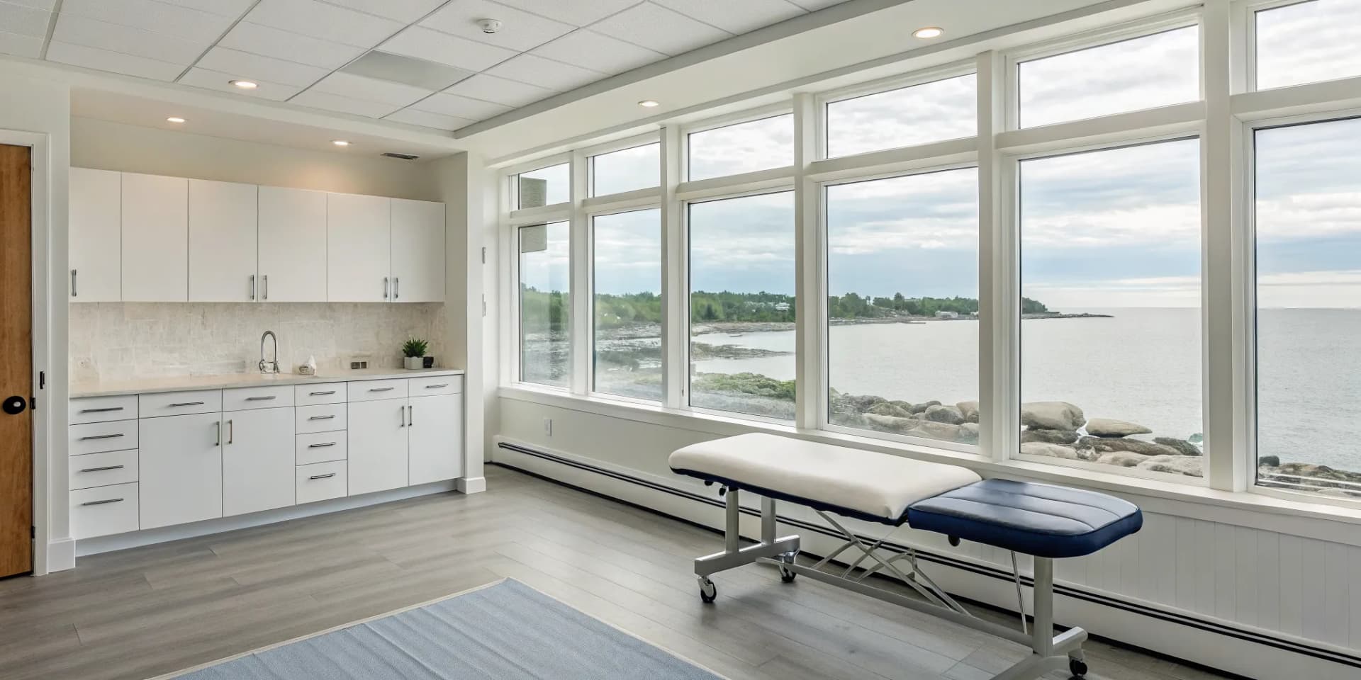 A modern treatment room in a premier structural chiropractic clinic in Connecticut.