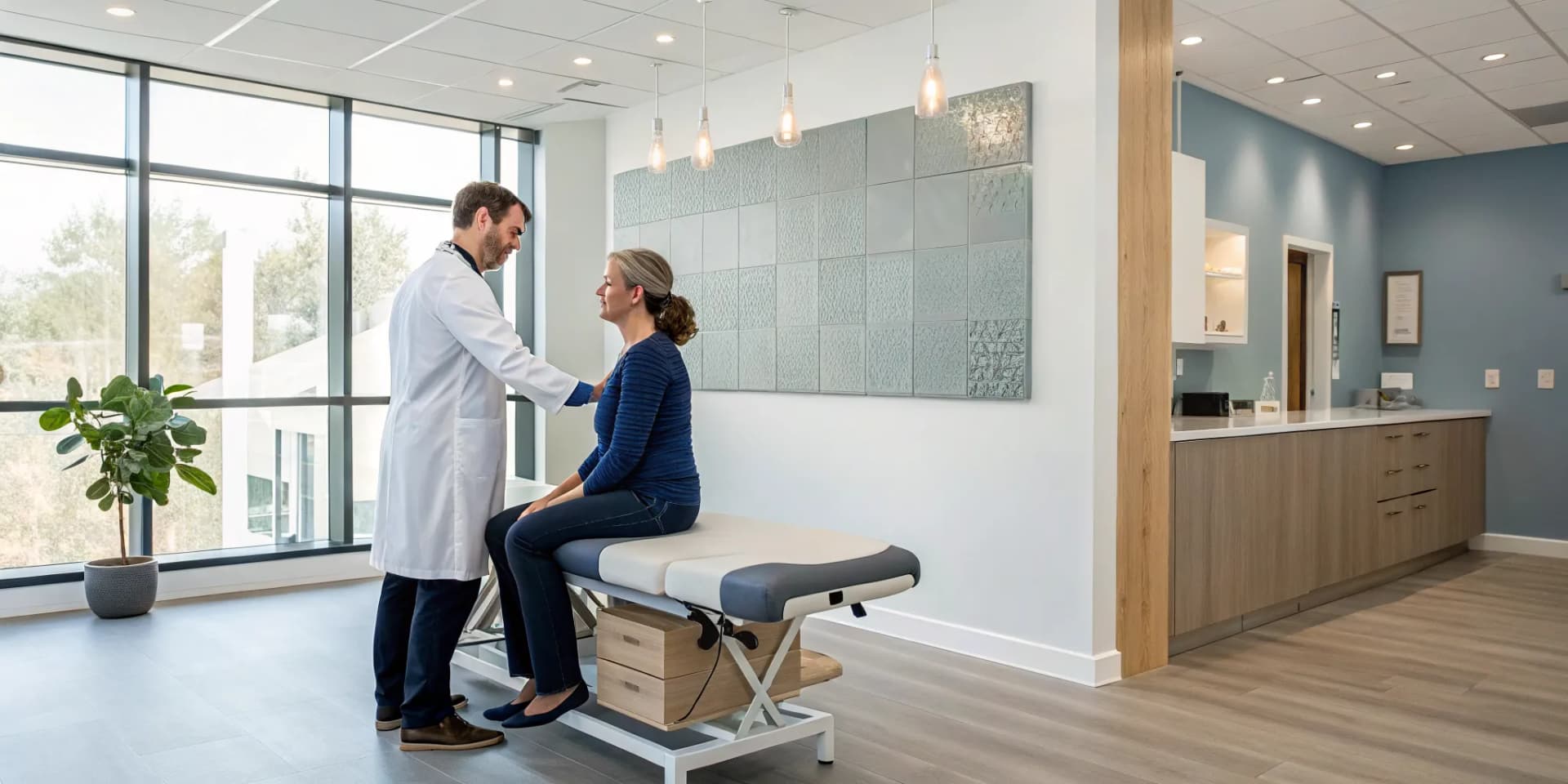 Doctor consulting a patient on safe chiropractic care for a syrinx.