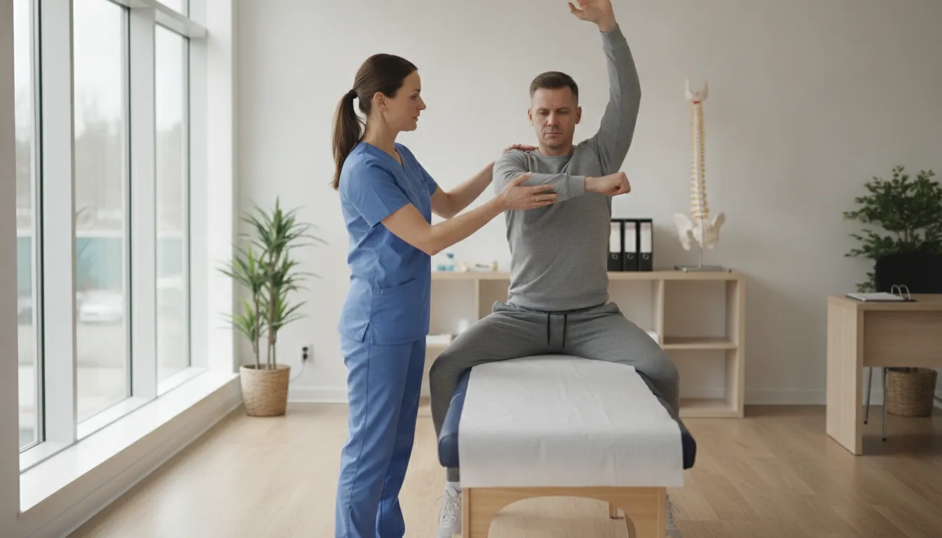 Chiropractor discussing a movement assessment with a patient in a modern clinic