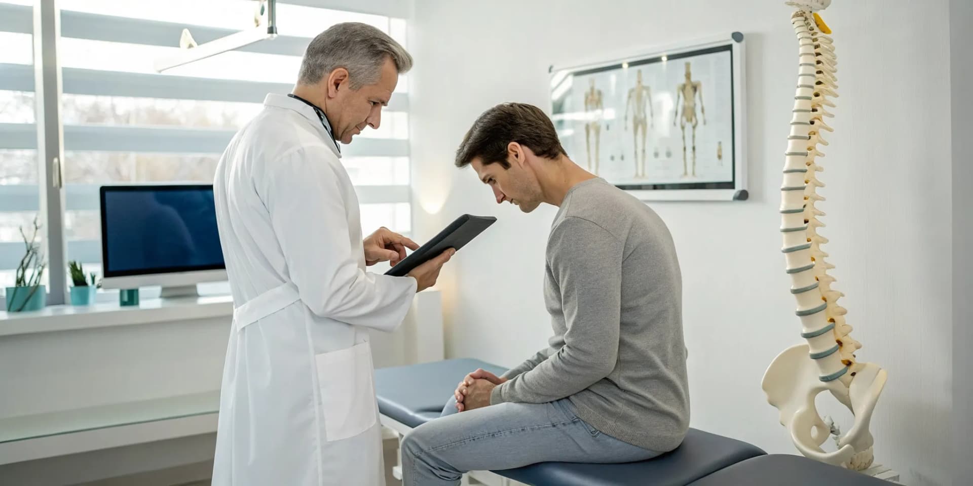 Chiropractor consulting a patient on the best chiropractic care for disc problems.