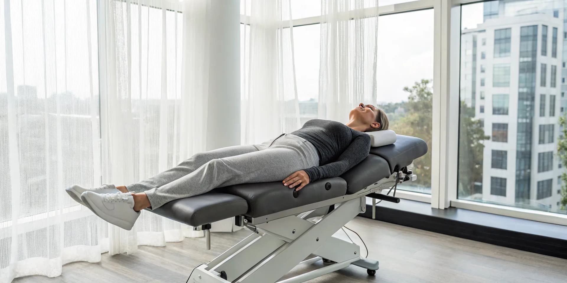 Adding spinal decompression to a chiropractic practice with a patient on a therapy table.