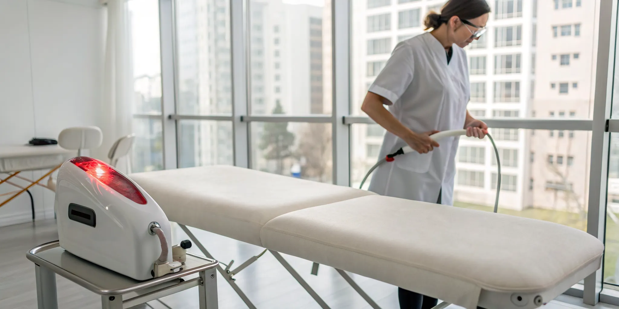 Technician using Class 4 laser therapy, a profitable addition to a clinic's business model.